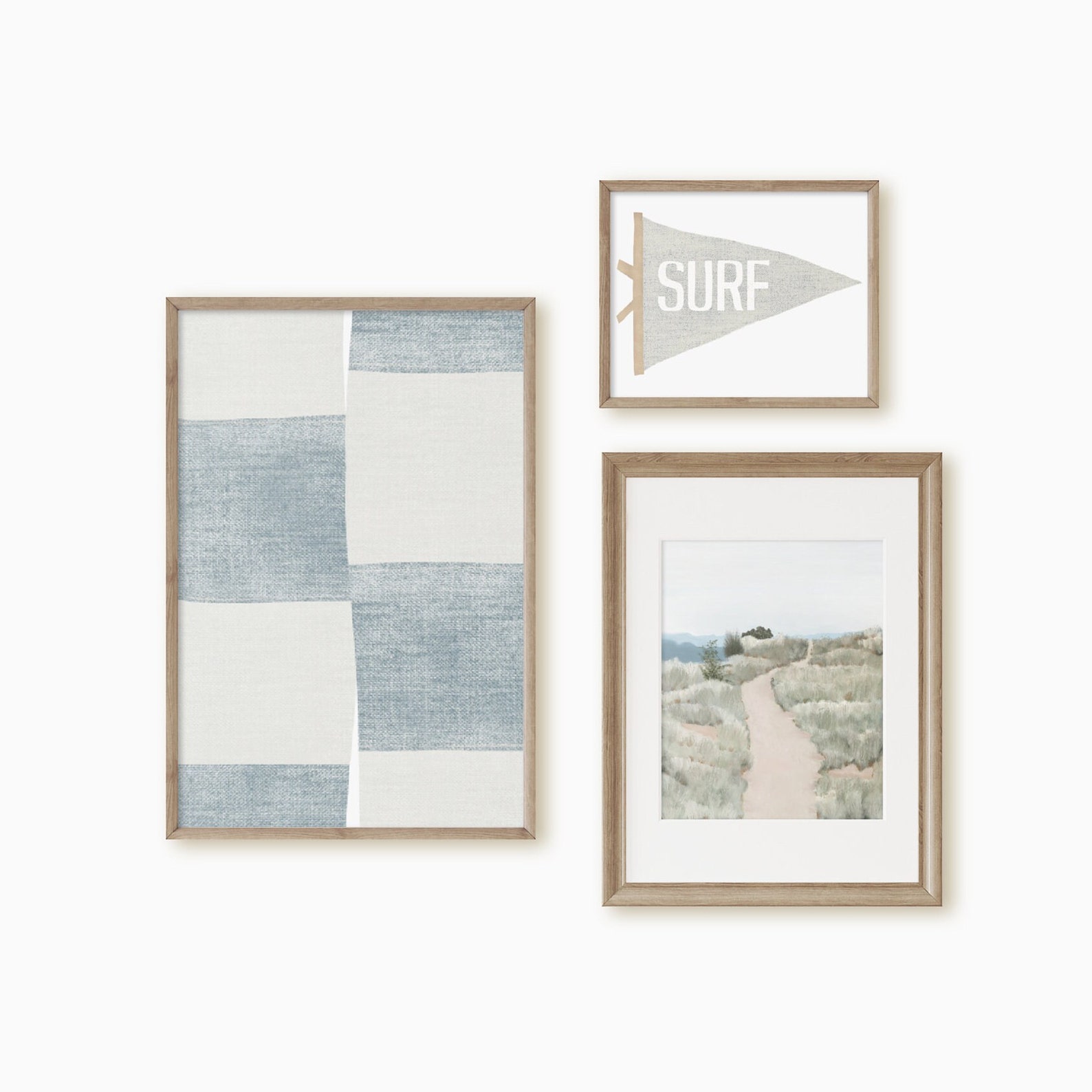 Coastal Gallery Wall Art Set, Digital Download, Printable Neutral Blue