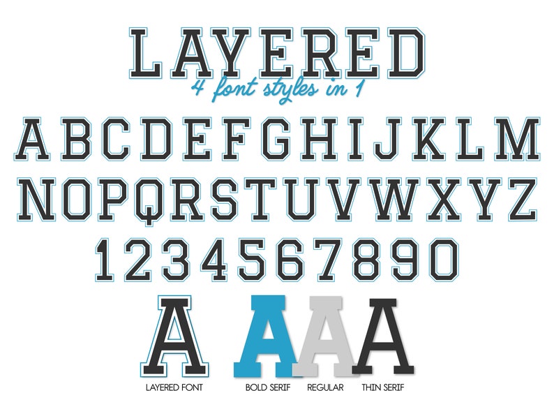 Varsity Font Svg Bundle, Font Bundle for Cricut, Jersey Number Fonts