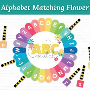 Flor a juego del alfabeto / Enseñar reconocimiento de letras / Actividad de letras de aprendizaje DIY / Kit de encuadernación de libros ocupados