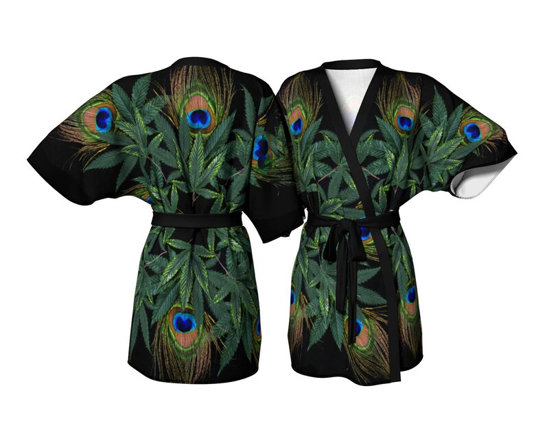 Peacock Robe Boho Kimono Robe Cannabis Clothing Chiffon Etsy