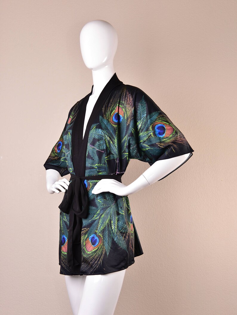 Peacock Robe Boho Kimono Robe Cannabis Clothing Chiffon Etsy