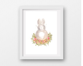 Easter Bunny Watercolor, 8x10, Spring Watercolor, Wall Art, Humanitarian Art, Watercolor Art, Rabbit Art, Print at Home, Printable Art