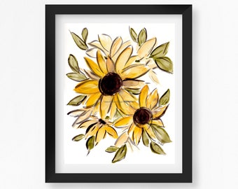 Sunflower Watercolor, Watercolor Floral, 8x10, Watercolor Art, Digital Art, Printable Art, Printable Watercolor Art, Wall Art, Gift