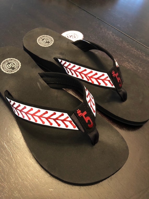 baseball flip flops personalized