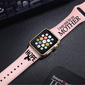 Hope Pink Ribbon Breast Cancer Awareness Support Engraved Watch Band  - Multiple Colors