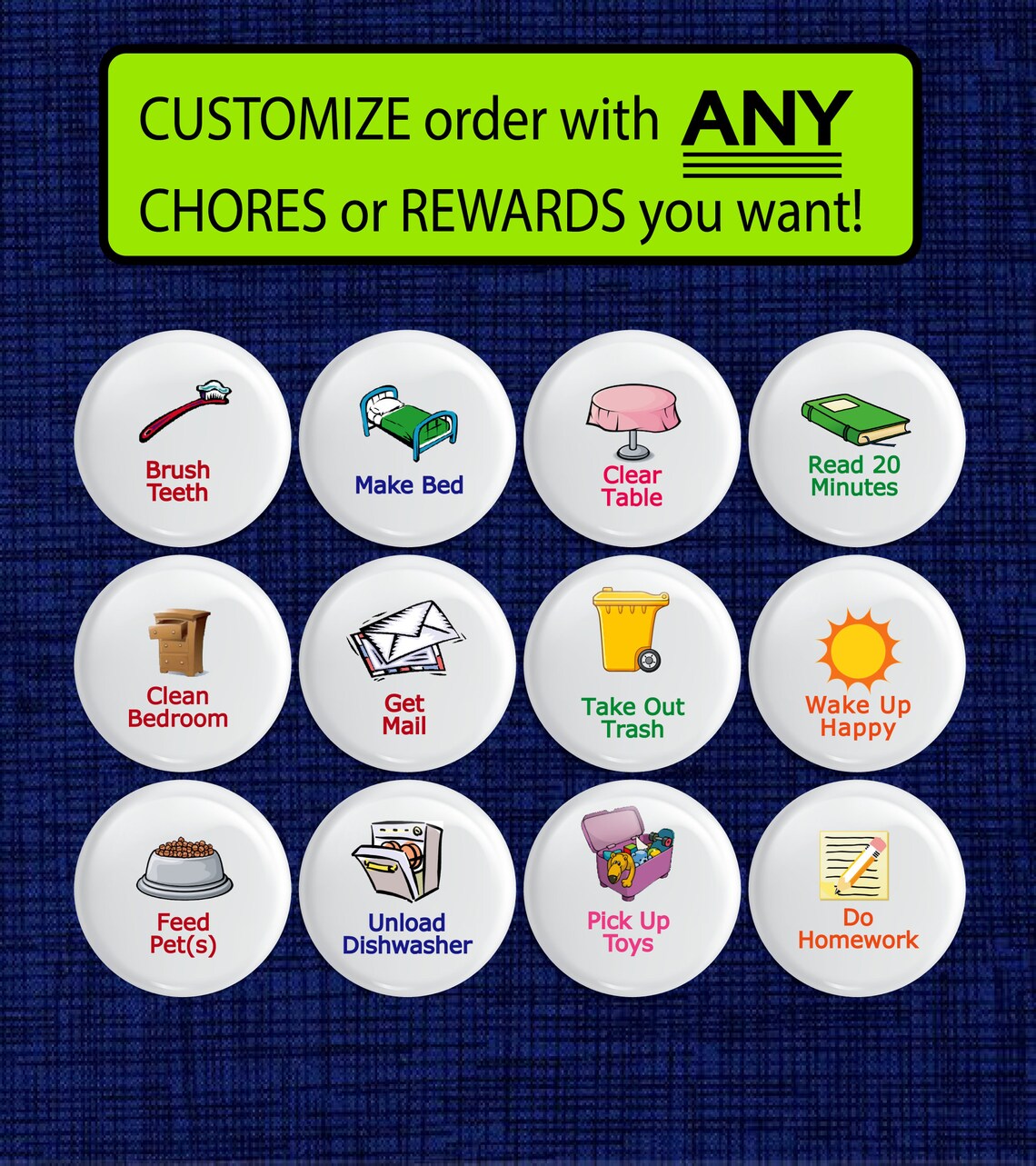 Custom Picture Chore set of 12 Etsy