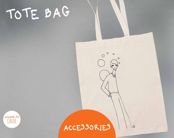 Totebag estampado - personaje con burbújas