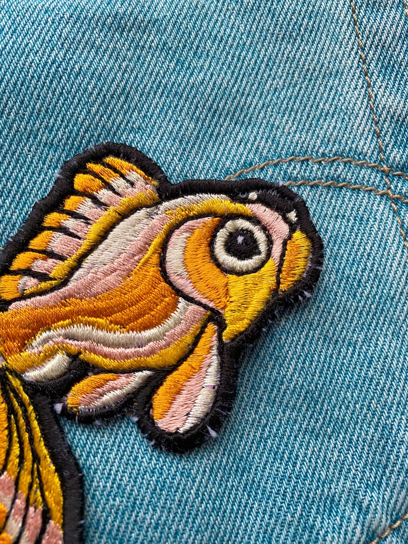 Lucky goldfish patch iron on handmade freemotion embroidery single issue
