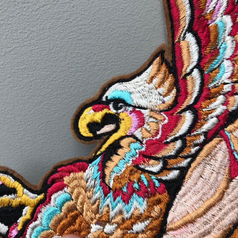Tattoo Flash Girl and Eagle Embroidered Patch Hand Made Etsy