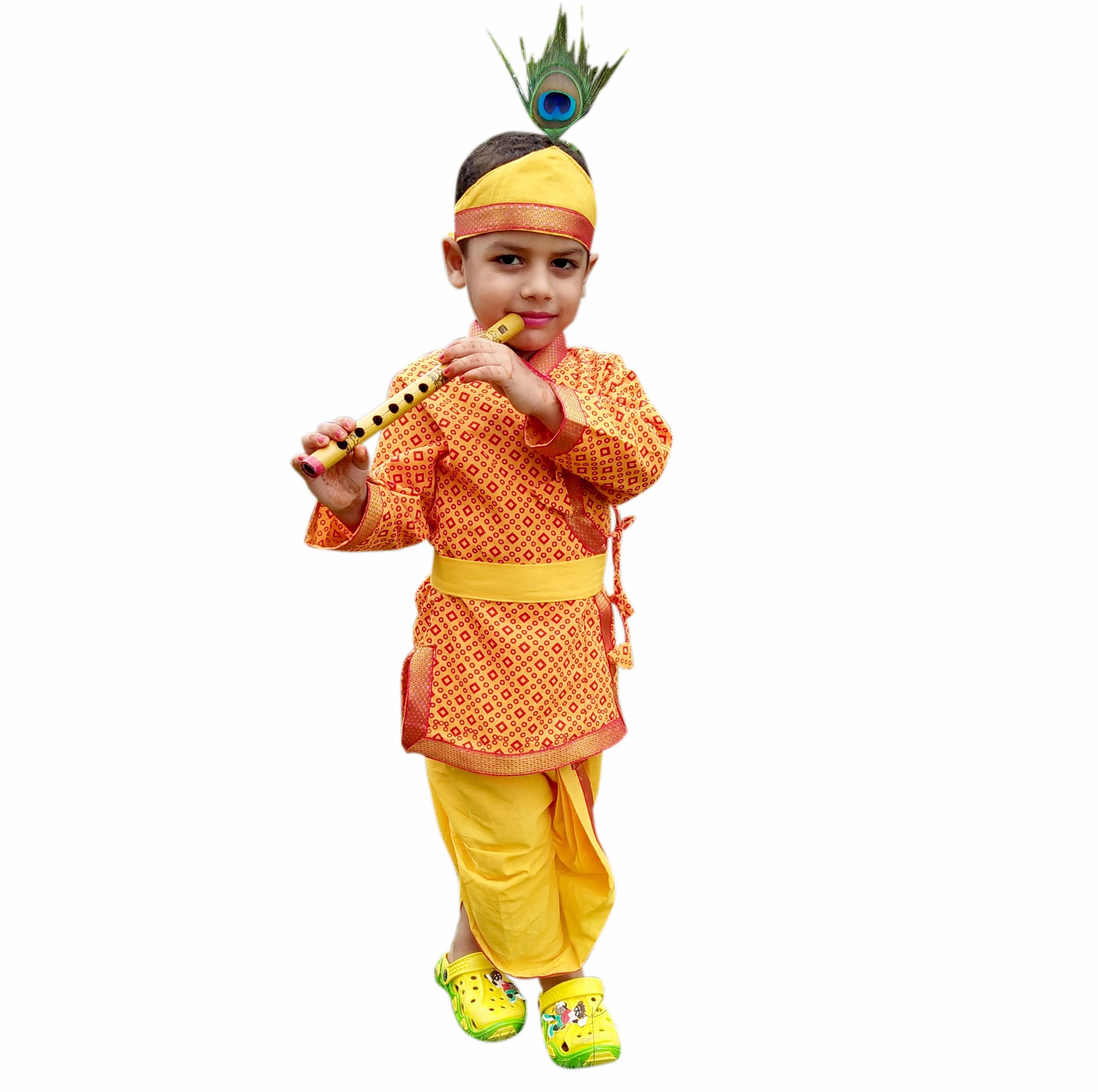 Kids Krishna Dress Indian Ethnic dress Saffron Dhoti Kurta Etsy