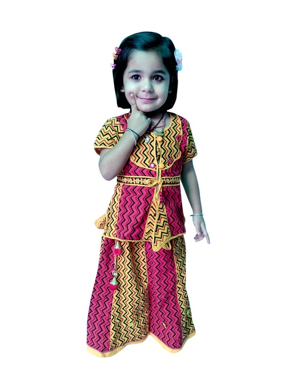 Kids Lehenga Choli Sky Blue Indian Handmade Girls Ethnic Wear Traditional dress