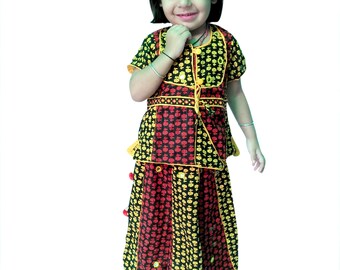 Baby Girls Ethnic wear | Handmade Traditional dress | Jaipuri Dabu Print Lehenga Choli chaniya choli