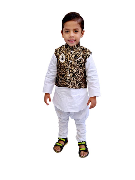 Indian Kid's Wear Black Sherwani Dress 