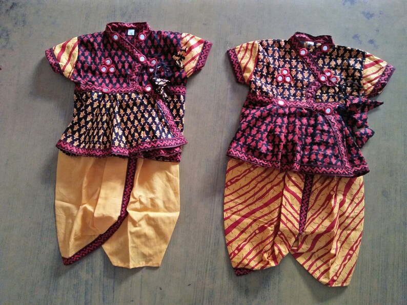 Indian Dress for newborn baby Dabu Print Dhoti Kurta suit | Etsy