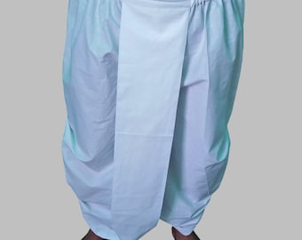 Men's White Cotton Dhoti Pants: Stitched Indian Bottom Wear