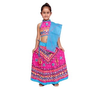 Baby Girls indian pink outfit indian Embroidered skirt Festive Party Dress