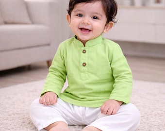 Conjunto de pijama kurta festivo indio para bebés varones: atuendo tradicional étnico, vestido orgánico para recién nacidos.