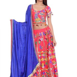 Lehenga Choli bordada: vestido indio negro, top corto, colección nupcial Rojo