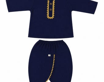 dhoti kurta azul para niño, primer cumpleaños, boda, atuendo étnico para niño pequeño, regalo para baby shower