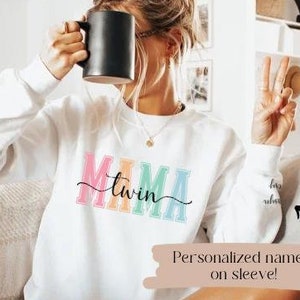 Twin Mom, Twin Mom Sweatshirt, Twin Mama, Twin Mom Gifts, Pregnancy Announcement, Mothers Day Gift, Custom Twin Mama Shirt, Trendy Shirts