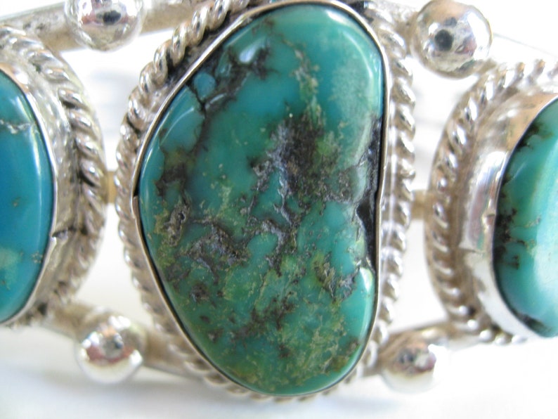 sterling silver Vintage turquoise and coral cuff