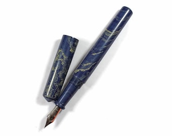 Blue & White Ebonite Fountain Pen