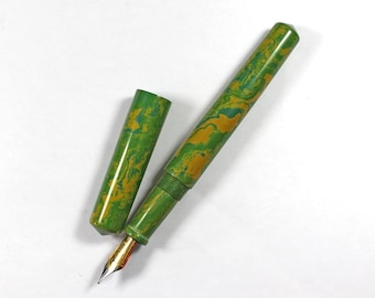 Green & Yellow Ebonite Fountain Pen
