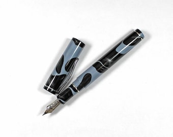 Omas Black & Grey Cellulose Acetate Fountain Pen