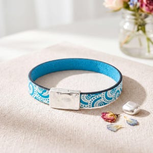 Handmade Leather Bracelet Everyday Accessory Colorful Wristband Design Statement Piece Magnetic Clasp Jewelry Quality Craftsmanship Durable Construction Minimalist Style Fashion Versatile Wardrobe Essential Comfortable Wear Experience
