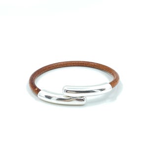 Chic Leather Cuff Bracelet with Decorative Magnetic Clasp, Genuine Leather Bracelet for Women, gifts for women