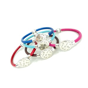 Hammered Leather Bracelet: Sterling Silver Clasp, Minimalist Style
