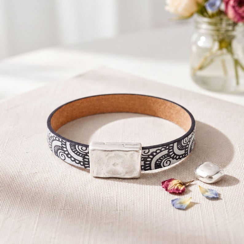 Statement Cuff Bracelet Minimalist Design Leather Wristband Quality Craftsmanship Colorful Options Available Magnetic Zamak Clasp Handmade Jewelry Piece Everyday Accessory Fashion Forward Style Comfortable Fit Experience Durable