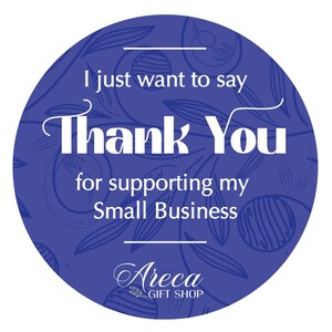 a circular graphic with a floral pattern and text that reads "Thank You for supporting my Small Business".