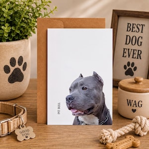 Pitbull Note Card Blank Greeting Set Dog Stationery Premium Cardstock Unique Design Artistic Illustration Breed Art Pawsitive Owner Gift