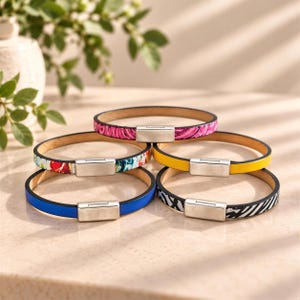 Leather Magnetic Bracelet Sterling Silver Rectangle Clasp Minimalist Design Handcrafted Jewelry Boho Style Casual Wristband Everyday