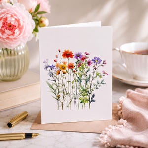 Wildflower Stationery Set Blank Cards Botanical Design Floral Notecard Writing Paper Nature Inspired Thank You Note Card Elegant