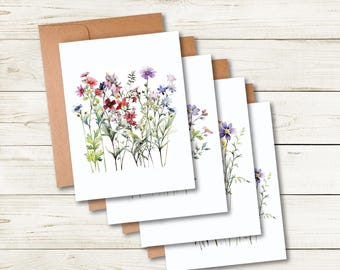 Wildflower Stationery Set Blank Cards Botanical Design Floral Notecard Writing Paper Nature Inspired Thank You Note Card Elegant