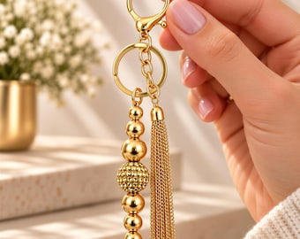 Luxury Bag Charm Your Purse Accessory Beaded Handbag Decoration Gold Keychain Gift Woman Birthday Present Elegant Jewelry Trinket Handmade