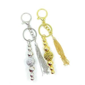 Handmade Beaded Bag Charm: Gold or Silver Purse Bling