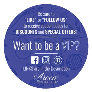 The image is a circular graphic with a blue background and a pattern of leaves and flowers. The text on the graphic provides information about a VIP program, including instructions for joining and receiving discount codes.