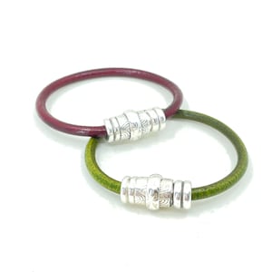 Leather Bracelet for Women: Engraved Zamak Magnetic Cuff