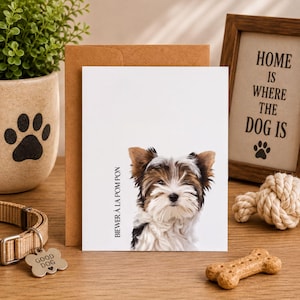 Biewer Dog Stationery Breed Note Card Set Custom Dog Breed Illustration Artistic Puppy Premium Cardstock Correspondence Gift Elegant Canine