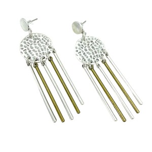 Handmade Silver & Gold Metal Drop Earrings: Boho Dangle Jewelry