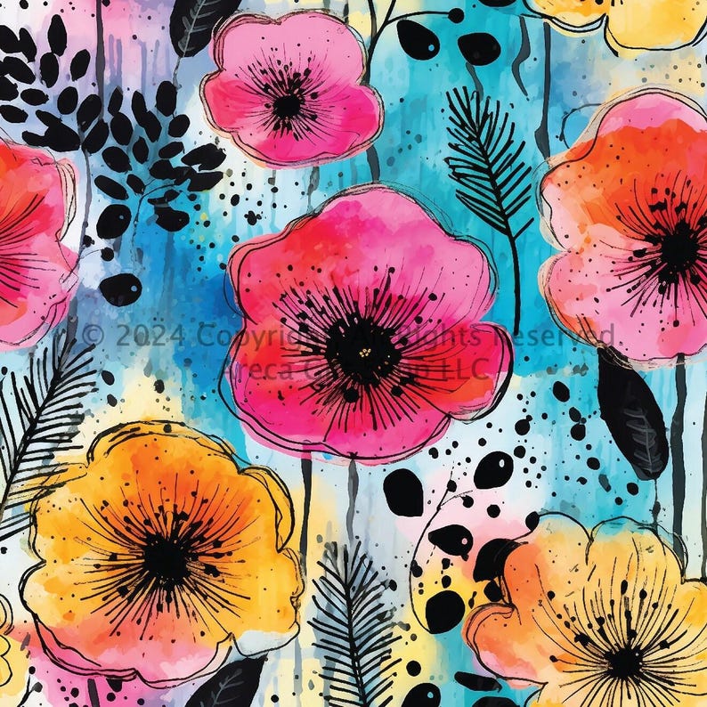 Decorative Accessory Coffee Table Gift Floral Coaster Set Modern Aesthetic Vibrant Colors Stylish Home Decor Contemporary Floral Pattern Colorful Home Addition Beautiful Artistic Designs Handmade Coasters Different Patterns Durable