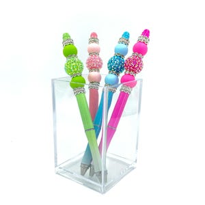 Handmade Crystal Beaded Pen: Glitter Bubblegum Design - Free Refill
