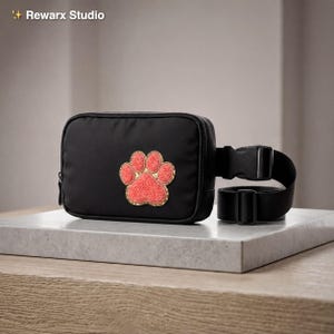 Dog Treat Bag Fanny Pack Paw Print Pet Accessory Dog Walking Hands Free Pouch Design Custom Monogram Personalized Gift Owner Park Essential