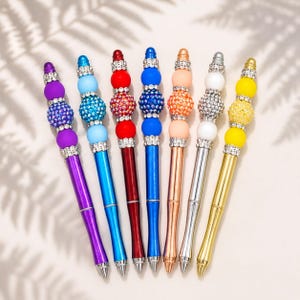 Crystal Bead Pen Writing Instrument Desk Accessory Office Supply Teacher Gift Handmade Item Bubblegum Charm Glitter Design Fancy Stationary
