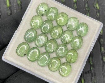 Wondrous Smooth Mint Green Kyanite Flat back Oval Shape Top Quality 7X9 MM- Glossy Green Kyanite  Flat back For Jewelry Making.