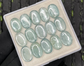 Natural Smooth Glossy Aqua Kyanite Flat back Lot Oval Shape Top Quality 8X12 MM- Aqua Kyanite Smooth Flat back For Jewelry Making.