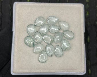 Natuurlijke gladde glanzende Aqua kyaniet cabochon platte achterkant Lot peervorm fijne kwaliteit 6X8 MM- 16 stuks, kyaniet platte achterkant voor het maken van sieraden.